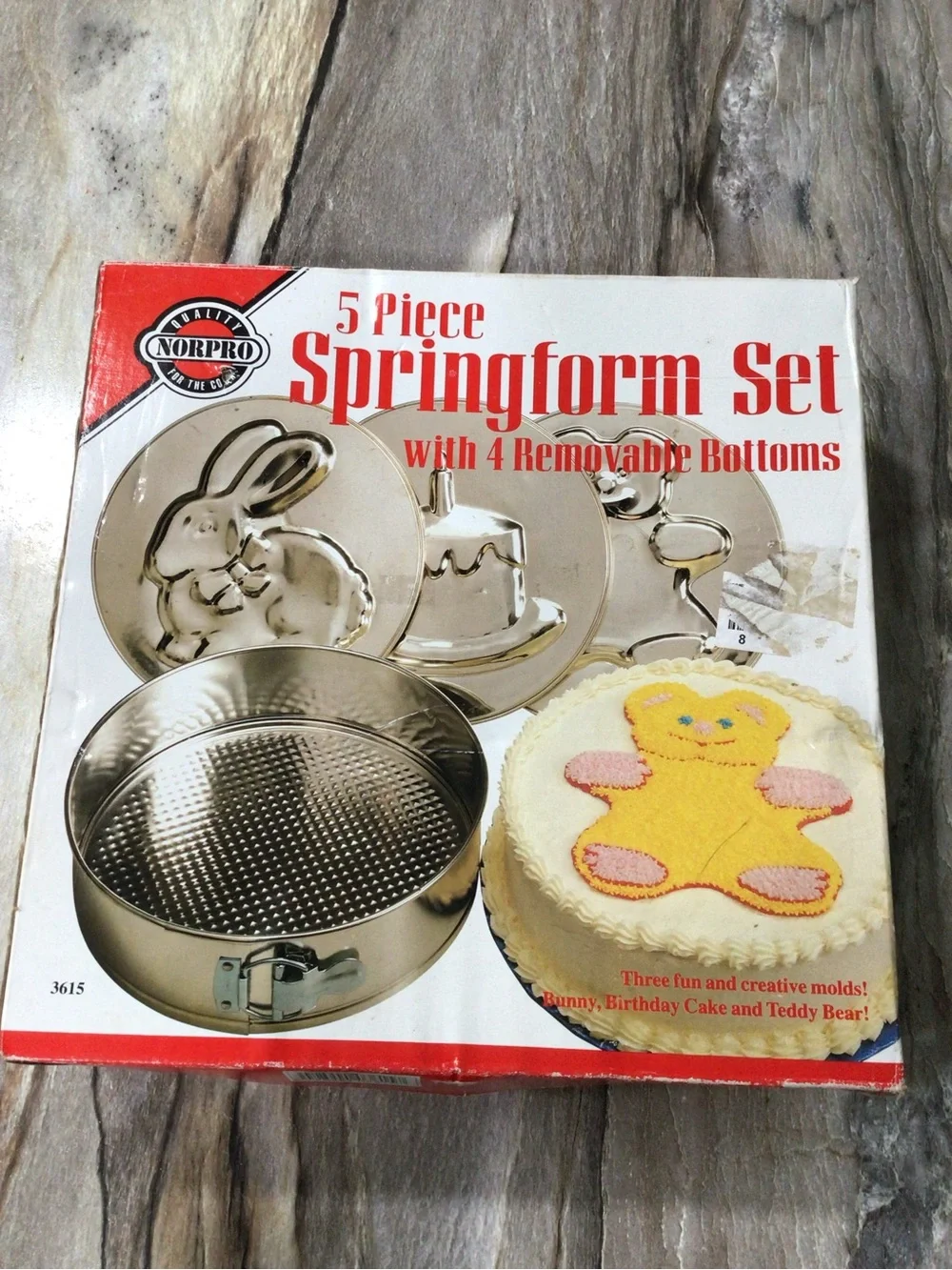 Vintage Norpro 3615 Springform Pan Set 5 Pc Bunny Teddy Bear Cake Cheesecake.